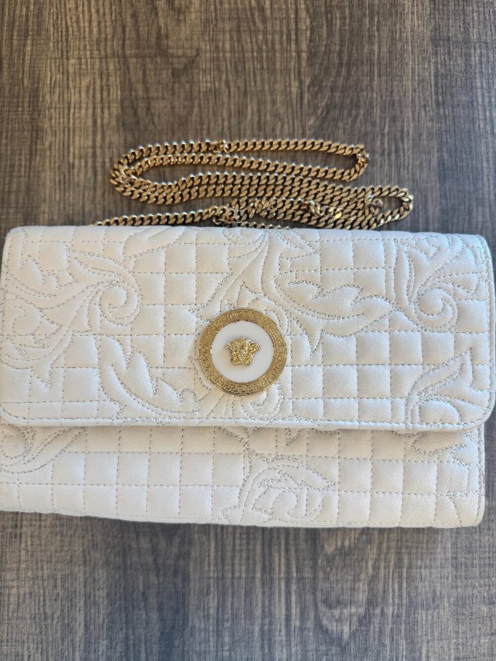 Versace Leather  Chain-Link Clutch